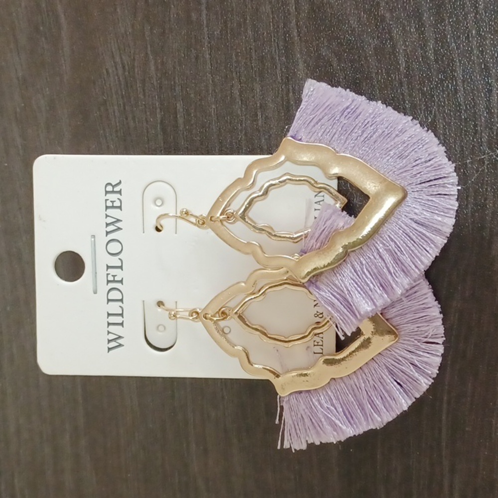 Wildflower Gold and Lavender Fringe Earrings